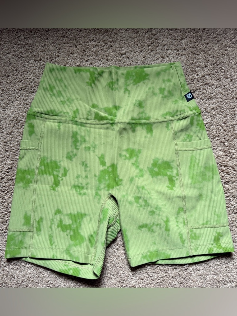 Born Primitive High-Waist Green Tie-Dye Ribbed Shorts